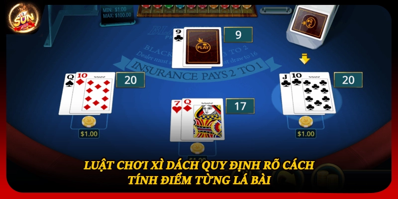 Luật chơi xì dách quy định rõ cách tính điểm từng lá bài