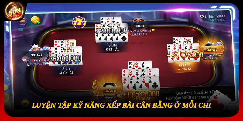 Luyện tập kỹ năng xếp bài cân bằng ở mỗi chi 
