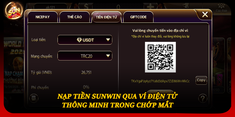 Nạp tiền Sunwin qua ví điện tử thông minh trong chớp mắt 